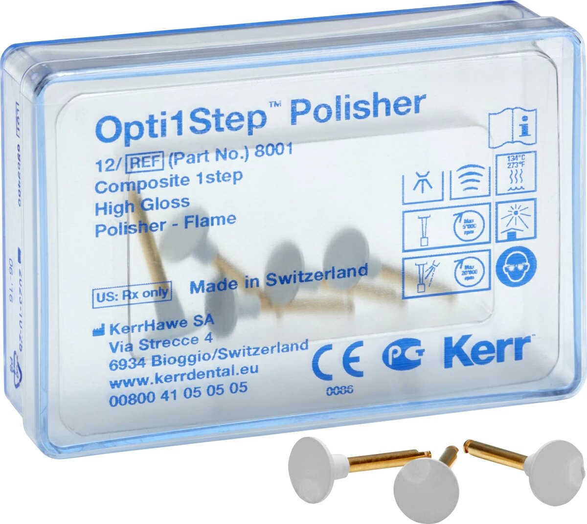Набор полировочных насадок Opti1Step пламя 12шт 8001