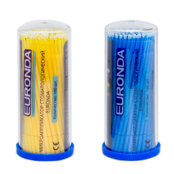 Microbrush Аппликаторы Fine 100шт синие,желтые